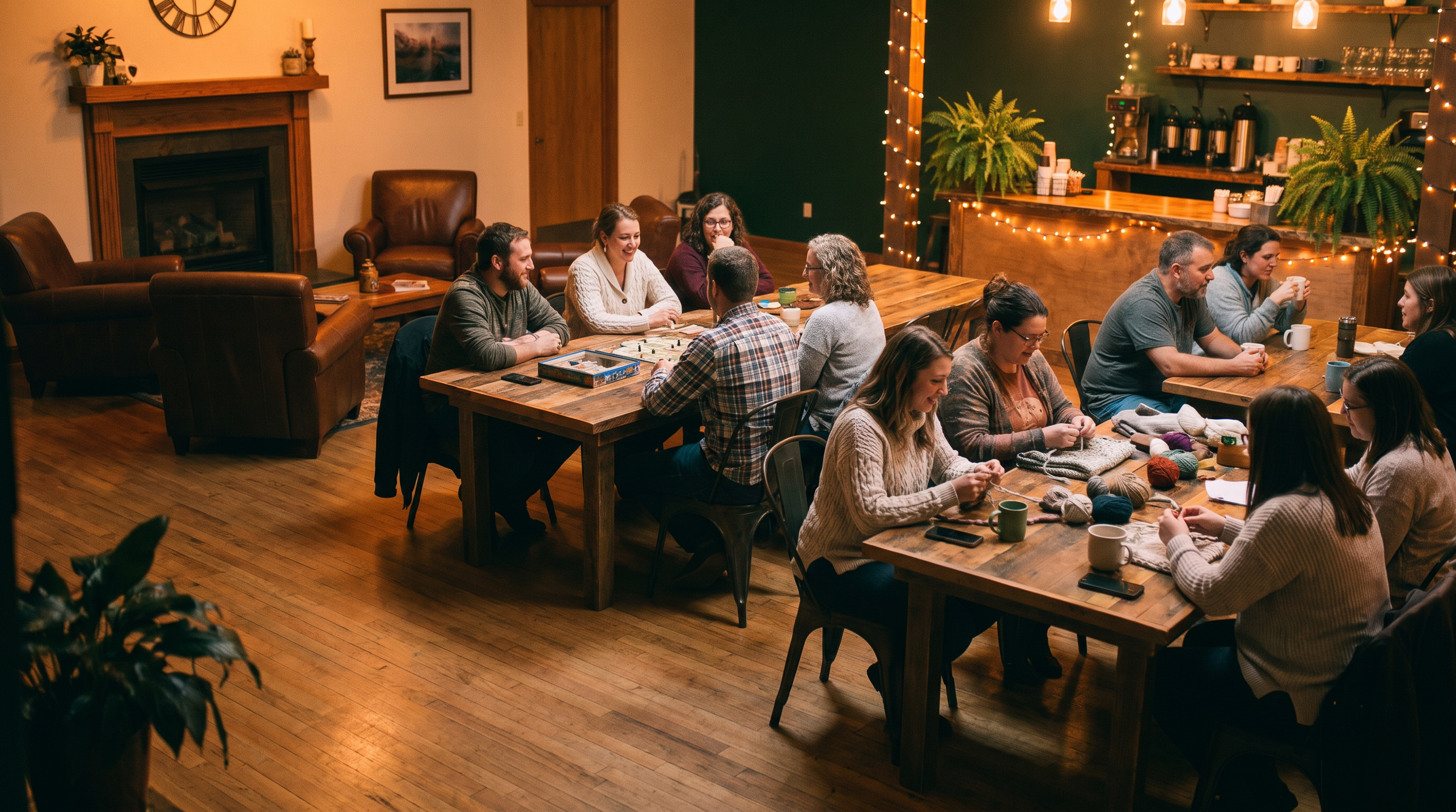 Members gathered around candlelit tables at Project Tribe